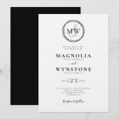 Elegant Monogram Linen Luxury Wedding Kaart (Voorkant / Achterkant)