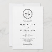 Elegant Monogram Linen Luxury Wedding Kaart (Voorkant)