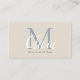 Elegant monogram logo beige blue professional visitekaartje