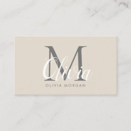 Elegant monogram logo beige grijs professioneel visitekaartje