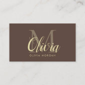 Elegant monogram logo bruin professioneel visitekaartje (Voorkant)