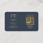 Elegant Monogram Logo F T Modern Donkerblauw Grijs Visitekaartje (Achterkant)