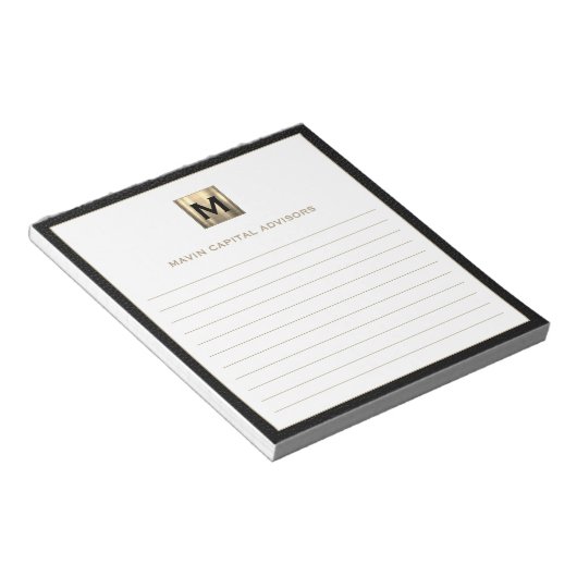 Elegant Monogram Logo Gevoerd Notitieblok voor Bed (Schuin)