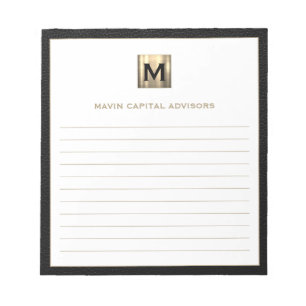 Elegant Monogram Logo Gevoerd Notitieblok voor Bed