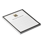 Elegant Monogram Logo Gevoerd Notitieblok voor Bed (Schuin)