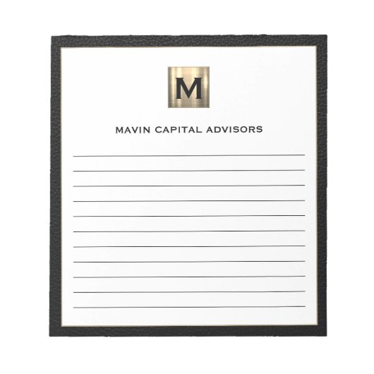 Elegant Monogram Logo Gevoerd Notitieblok voor Bed (Voorkant)