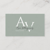 Elegant Monogram Logo Green Professional Visitekaartje (Achterkant)