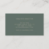 Elegant monogram logo green professional visitekaartje (Achterkant)