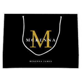 Elegant Monogram Logo Modern Black Gold Business Groot Cadeauzakje