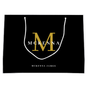 Elegant Monogram Logo Modern Black Gold Business Groot Cadeauzakje