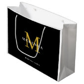 Elegant Monogram Logo Modern Black Gold Business Groot Cadeauzakje (Voorkant Gekanteld)