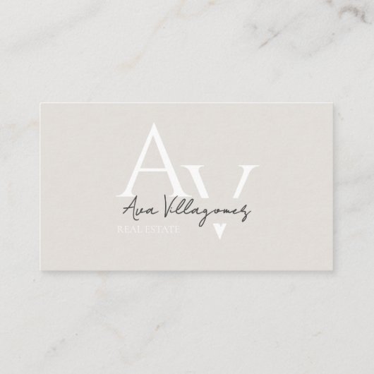 Elegant Monogram Logo Neutral Professional Visitekaartje (Achterkant)