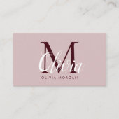 Elegant monogram logo pink professional visitekaartje (Voorkant)