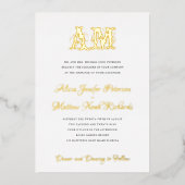 Elegant  monogram luxe goudfolie bruiloft folie uitnodiging (Voorkant)