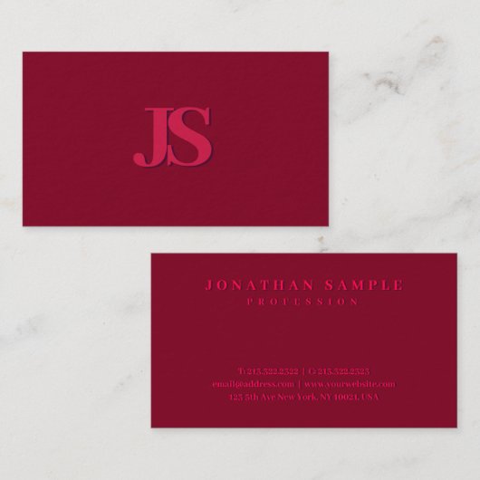 Elegant monogram luxe premium dik papier visitekaartje (Voorkant / Achterkant)