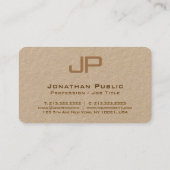 Elegant Monogram Luxe Premium Kraft Papier Visitekaartje (Achterkant)