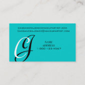 Elegant Monogram make-up Artist Visitekaartje Aqua (Achterkant)
