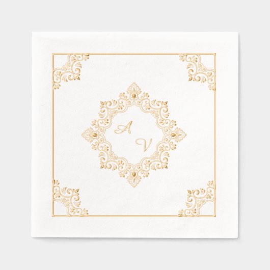 Elegant Monogram Mandala Folie Servetten (Voorkant)