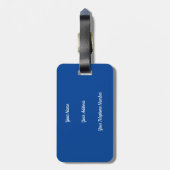 Elegant Monogram Manuscript Modern Blauw voeg Naam Bagagelabel (Achterkant verticaal)