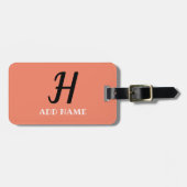 Elegant Monogram Manuscript Moderne Perzik voeg Na Bagagelabel (Voorkant horizontaal)