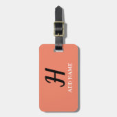 Elegant Monogram Manuscript Moderne Perzik voeg Na Bagagelabel (Voorkant verticaal)