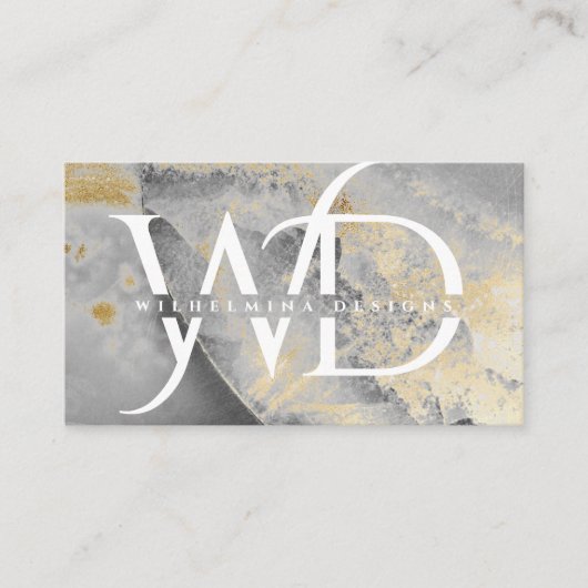 Elegant Monogram Marble Modern Chic Designer Visitekaartje (Voorkant)