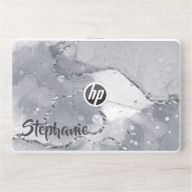 Elegant monogram marble stone Laptop skin