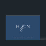 Elegant Monogram Marine Blauw Bruiloft Bedankkaart<br><div class="desc">Elegant bruiloft monogram dank u kaart. Deze marineblauwe bruiloft monogram kaart is voorzien van elegante script ampersand en klassieke typografie. Personaliseer door uw eigen monogram en andere details toe te voegen. Deze minimalistische monogram bruiloft bedankpas zal ook perfect zijn als briefpapier van een paar.</div>