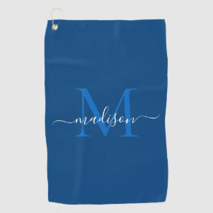Elegant Monogram Marine Blauw Girly Chic Script Golfhanddoek