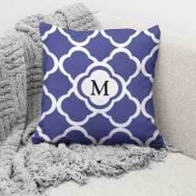 Elegant Monogram Marine Blauw Patroon