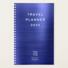 Elegant Monogram Marine Blauw Reizen Planner