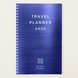 Elegant Monogram Marine Blauw Reizen Planner