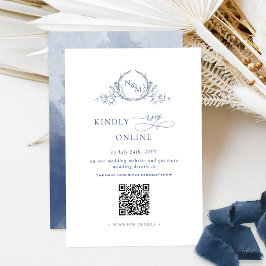 Elegant Monogram Marine Blauw RSVP Online QR Code Informatiekaartje