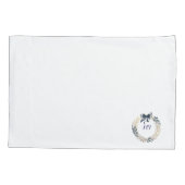 Elegant Monogram Marine en Gouden Krans Bow Kussensloop (Achterkant)