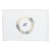 Elegant monogram marine en gouden krans kussensloop (Voorkant)