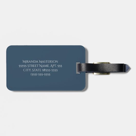 Elegant Monogram Marine Green Quatrefoil en Name Bagagelabel (Achterkant horizontaal)