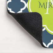 Elegant Monogram Marine Green Quatrefoil en Name Muismat (Hoek)