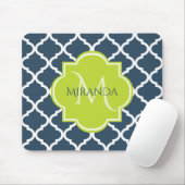 Elegant Monogram Marine Green Quatrefoil en Name Muismat (Met muis)