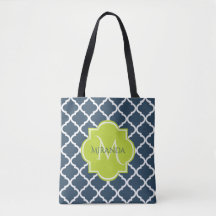 Elegant Monogram Marine Green Quatrefoil en Name