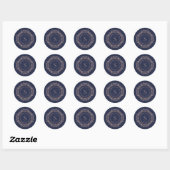 Elegant Monogram Marine Koper Blush Adres Seal Ronde Sticker (Vel)