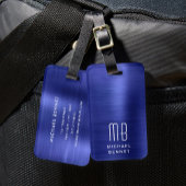 Elegant monogram marineblauw bagagelabel