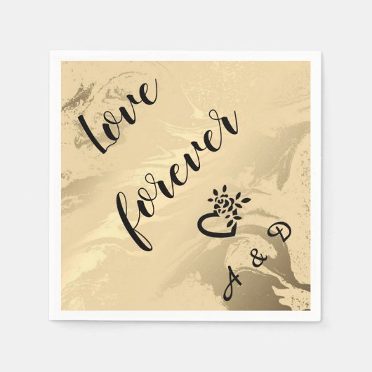 Elegant monogram marmer goud servet (Voorkant)