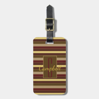 ELEGANT MONOGRAM MASCULINE BROWN STRIPE PATTERN BAGAGELABEL