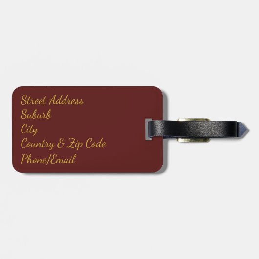 ELEGANT MONOGRAM MASCULINE BROWN STRIPE PATTERN BAGAGELABEL (Achterkant horizontaal)