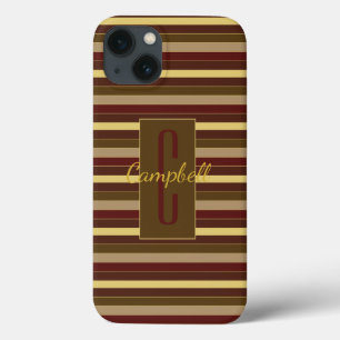 ELEGANT MONOGRAM MASCULINE HORIZONTAL BROWN STRIPE Case-Mate iPhone CASE