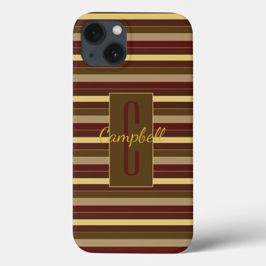 ELEGANT MONOGRAM MASCULINE HORIZONTAL BROWN STRIPE Case-Mate iPhone CASE (Achterkant)