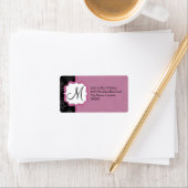 Elegant Monogram Mauve Damask Etiket (Insitu)