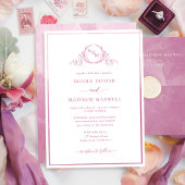 Elegant Monogram Mauve Pink Waterverf Wedding Kaart