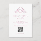 Elegant Monogram Mauve Roze QR Code Huwelijk RSVP Informatiekaartje (Voorkant)