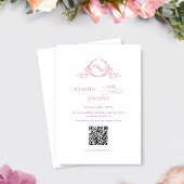 Elegant Monogram Mauve Roze QR Code Huwelijk RSVP Informatiekaartje